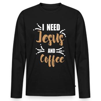 I Need Jesus and Coffee Believe Gift - T-shirt manches longues Premium bio Homme - noir - Devant - Nico (187cm)