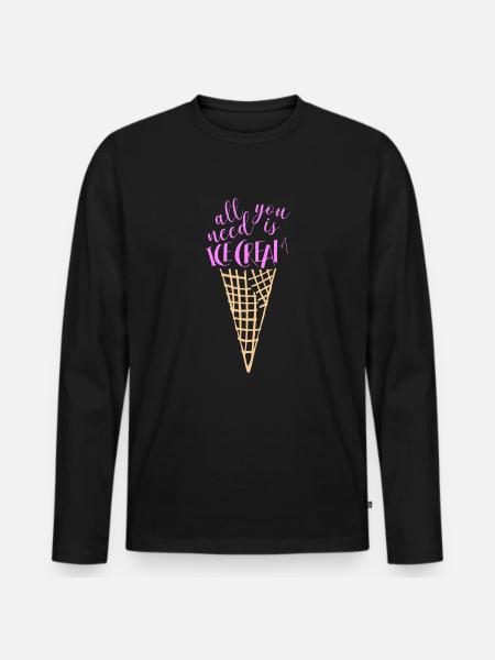 Eis Eiscreme Sommer Geschenkidee - Männer Premium Bio Langarmshirt - Schwarz
