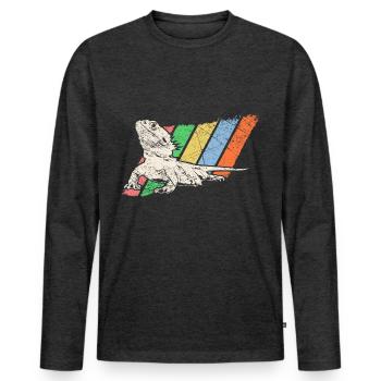 Pet Retro - Men's Premium Organic Long Sleeve Shirt - heather anthracite - Front - Nico (187cm)