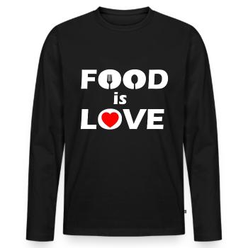 Essen - Männer Premium Bio Langarmshirt - Schwarz - Vorne - Nico (187cm)