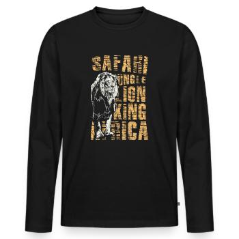 Lion Safari Gift - T-shirt manches longues Premium bio Homme - noir - Devant - Nico (187cm)