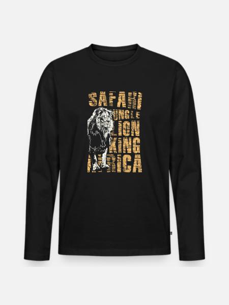Lion Safari Gift - Men's Premium Organic Long Sleeve Shirt - black