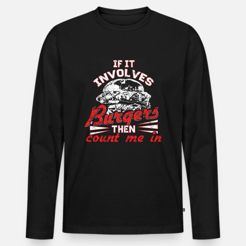 Essen Spruch - Männer Premium Bio Langarmshirt - Schwarz
