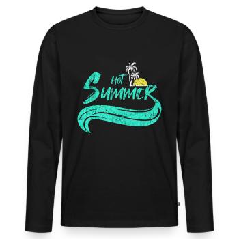 plage - T-shirt manches longues Premium bio Homme - noir - Devant - Nico (187cm)