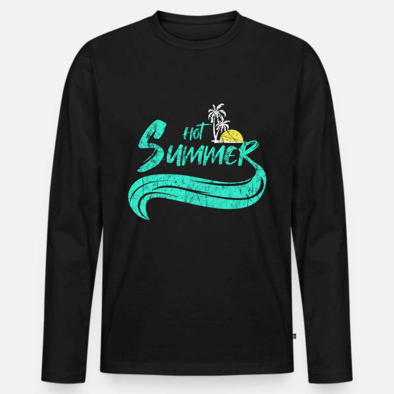 Strand - Männer Premium Bio Langarmshirt - Schwarz