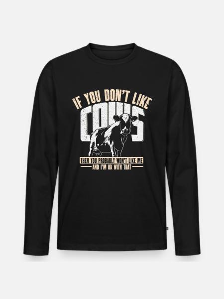 Kuh Spruch Geschenk - Männer Premium Bio Langarmshirt - Schwarz