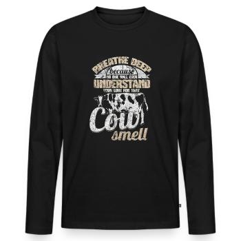 Vache disant - T-shirt manches longues Premium bio Homme - noir - Devant - Nico (187cm)