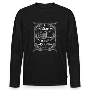 Bücher - Männer Premium Bio Langarmshirt - Schwarz - Vorne - Nico (187cm)