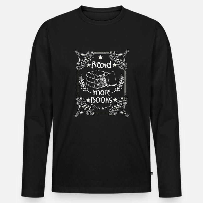 Bücher - Männer Premium Bio Langarmshirt - Schwarz