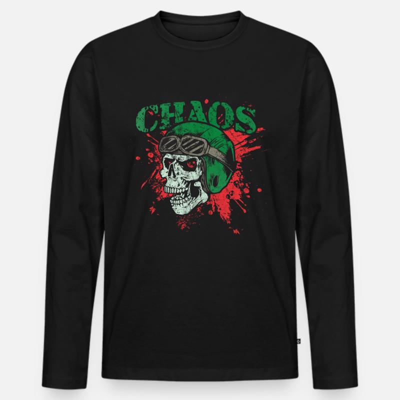 Totenkopf - Männer Premium Bio Langarmshirt - Schwarz