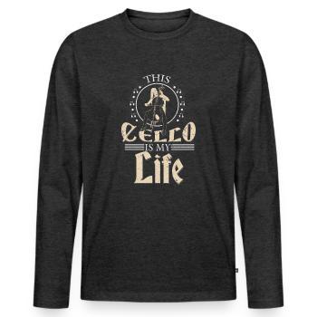 Musique de violoncelle - T-shirt manches longues Premium bio Homme - anthracite chiné - Devant - Nico (187cm)