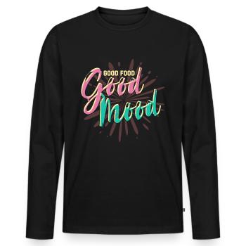 eat - Men's Premium Organic Long Sleeve Shirt - black - Front - Nico (187cm)