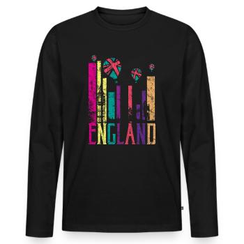 England UK Retro Vintage - Männer Premium Bio Langarmshirt - Schwarz - Vorne - Nico (187cm)