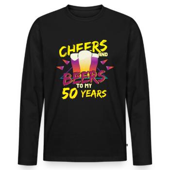 Beer 50th Birthday - Men's Premium Organic Long Sleeve Shirt - black - Front - Nico (187cm)