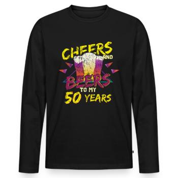 50th birthday - Men's Premium Organic Long Sleeve Shirt - black - Front - Nico (187cm)