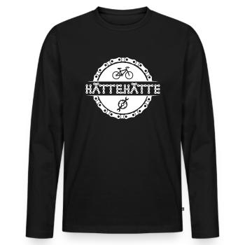 hätte hätte weiß - Männer Premium Bio Langarmshirt - Schwarz - Vorne - Nico (187cm)
