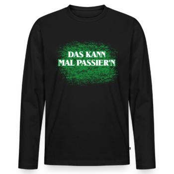 Shit happens Spruch - Männer Premium Bio Langarmshirt - Schwarz - Vorne - Nico (187cm)