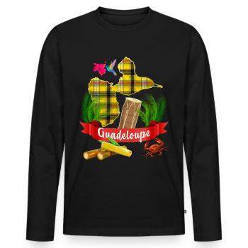 Tambour Musique Traditionnel Et Guadeloupe Madras - T-shirt manches longues Premium bio Homme - noir - Devant - Nico (187cm)