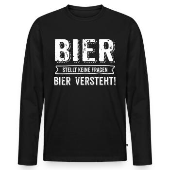 AD Bier stellt keine Fragen - Geburtstags Geschenk - Männer Premium Bio Langarmshirt - Schwarz - Vorne - Nico (187cm)