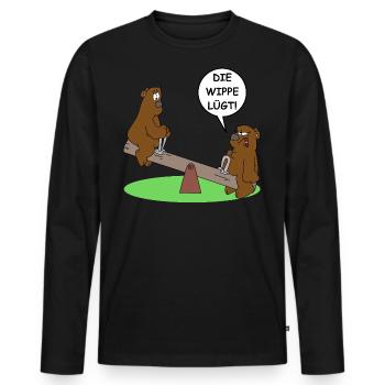 Die Wippe lügt | abnehmen, Fitness, Gym, Protein - Männer Premium Bio Langarmshirt - Schwarz - Vorne - Nico (187cm)