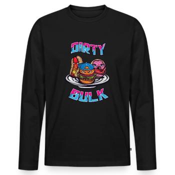 Hamburger Hotdog Donut Essen Food Fastfood Junk - Männer Premium Bio Langarmshirt - Schwarz - Vorne - Nico (187cm)