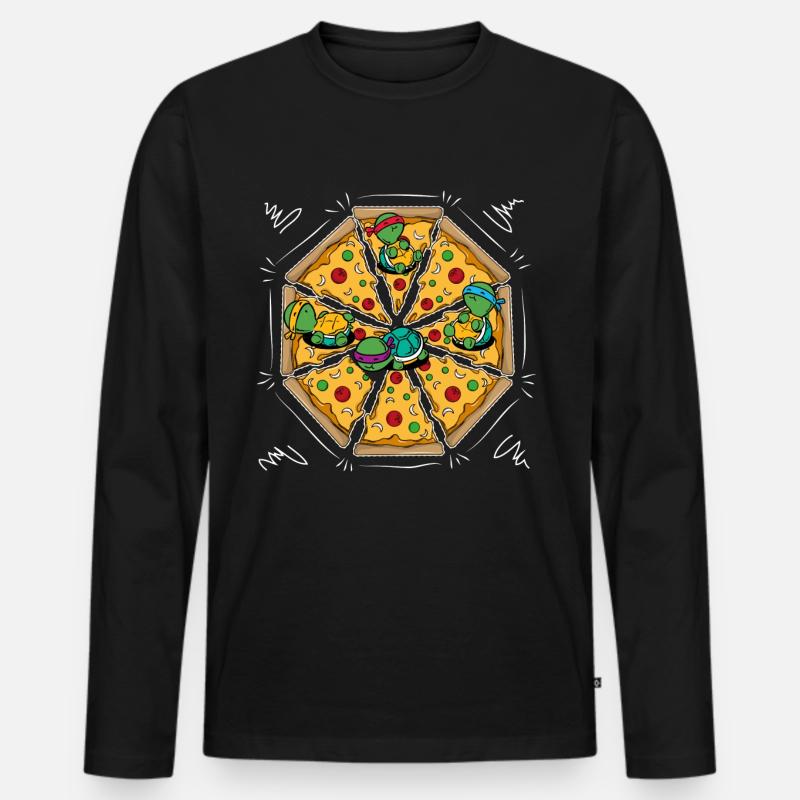 Pizza Liebhaber - Männer Premium Bio Langarmshirt - Schwarz