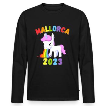 Malle 2023 - Männer Premium Bio Langarmshirt - Schwarz - Vorne - Nico (187cm)