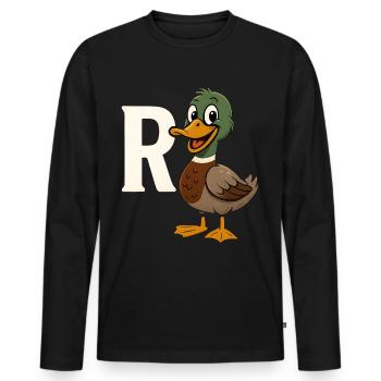 Pension Canard Retraite Grand-père Mamie - T-shirt manches longues Premium bio Homme - noir - Devant - Nico (187cm)
