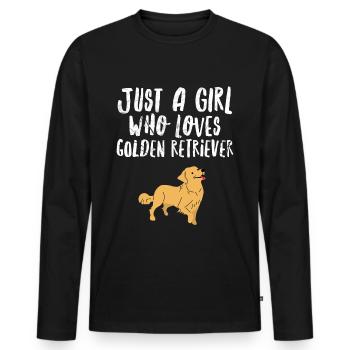 Golden Retriever Fille - T-shirt manches longues Premium bio Homme - noir - Devant - Nico (187cm)