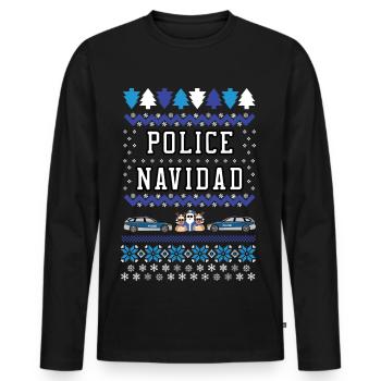 Politie Navidad - Mannen Premium Bio shirt met lange mouwen - zwart - Voor - Nico (187cm)