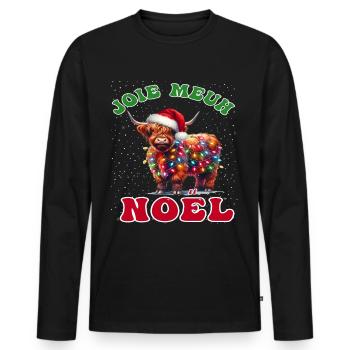 Joie Meuh Noël Cadeau Humoristique Vache Noël - T-shirt manches longues Premium bio Homme - noir - Devant - Nico (187cm)