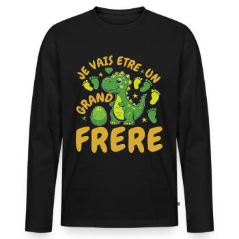 Futur Grand Frère Annonce Naissance Dinosaure - T-shirt manches longues Premium bio Homme - noir - Devant - Nico (187cm)