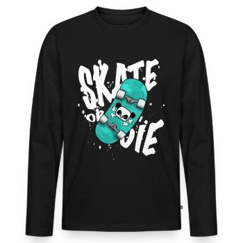 Chemise skater SKATE OR DIE Skateboard Board - T-shirt manches longues Premium bio Homme - noir - Devant - Nico (187cm)
