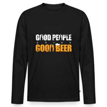 bière - T-shirt manches longues Premium bio Homme - noir - Devant - Nico (187cm)