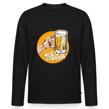 bière - T-shirt manches longues Premium bio Homme - noir - Devant - Nico (187cm)