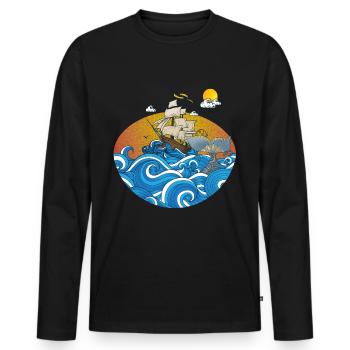 plage - T-shirt manches longues Premium bio Homme - noir - Devant - Nico (187cm)