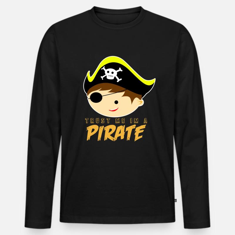 Pirat - Männer Premium Bio Langarmshirt - Schwarz