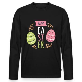 Ostern - Männer Premium Bio Langarmshirt - Schwarz - Vorne - Nico (187cm)