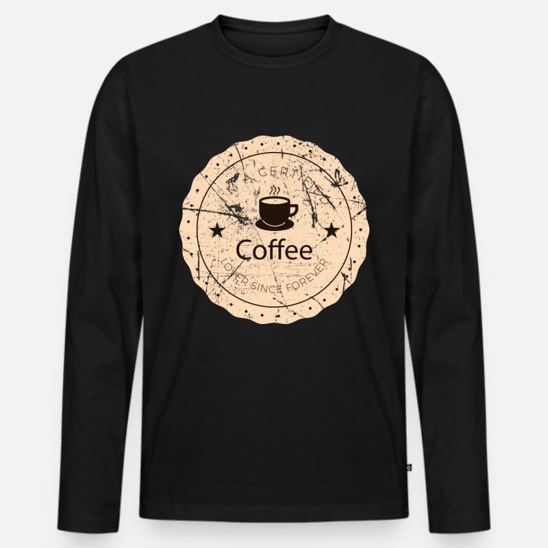 Kaffee - Männer Premium Bio Langarmshirt - Schwarz