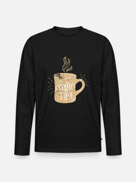 coffee - Men's Premium Organic Long Sleeve Shirt - black