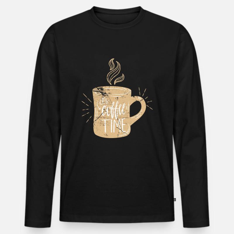 Kaffee - Männer Premium Bio Langarmshirt - Schwarz