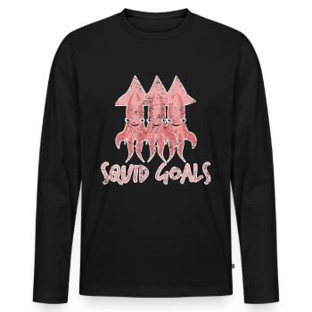 Kind Kinder Geschenkidee - Männer Premium Bio Langarmshirt - Schwarz - Vorne - Nico (187cm)