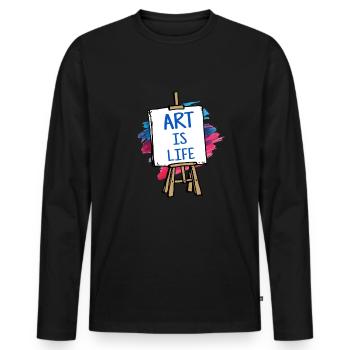 Kunst - Männer Premium Bio Langarmshirt - Schwarz - Vorne - Nico (187cm)