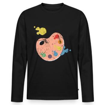 Kunst - Männer Premium Bio Langarmshirt - Schwarz - Vorne - Nico (187cm)
