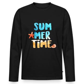 vacances - T-shirt manches longues Premium bio Homme - noir - Devant - Nico (187cm)