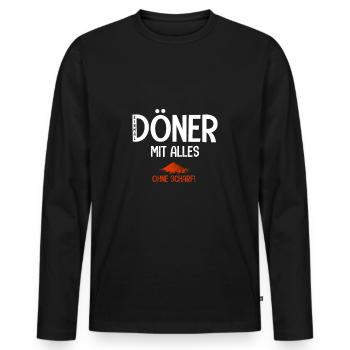 Einmal Döner mit alles ohne scharf! - Männer Premium Bio Langarmshirt - Schwarz - Vorne - Nico (187cm)