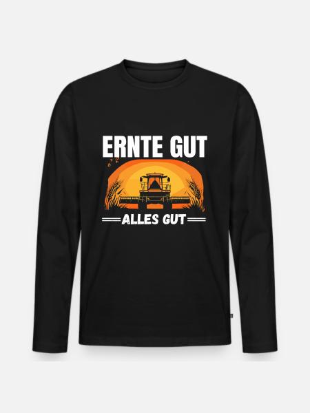 Høst Godt Alle gode landbrugsmotiv - Premium økologisk langærmet T-shirt til mænd - sort