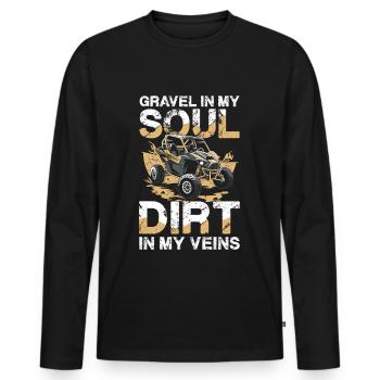 Schotter in Meiner Seele, Dreck in Meinen Adern - Männer Premium Bio Langarmshirt - Schwarz - Vorne - Nico (187cm)