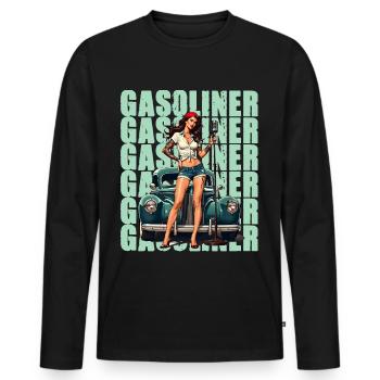 Gasoliner Rockabilly Retro Pin-Up - Männer Premium Bio Langarmshirt - Schwarz - Vorne - Nico (187cm)