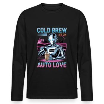 Cold Brew Robot Auto Love Cool Design - T-shirt manches longues Premium bio Homme - noir - Devant - Nico (187cm)